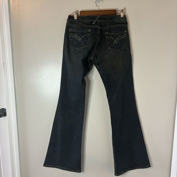 Von Dutch Women’s Wide Flare Jeans Dark Wash Low Rise Denim Pants Size 2… - Picture 5 of 7